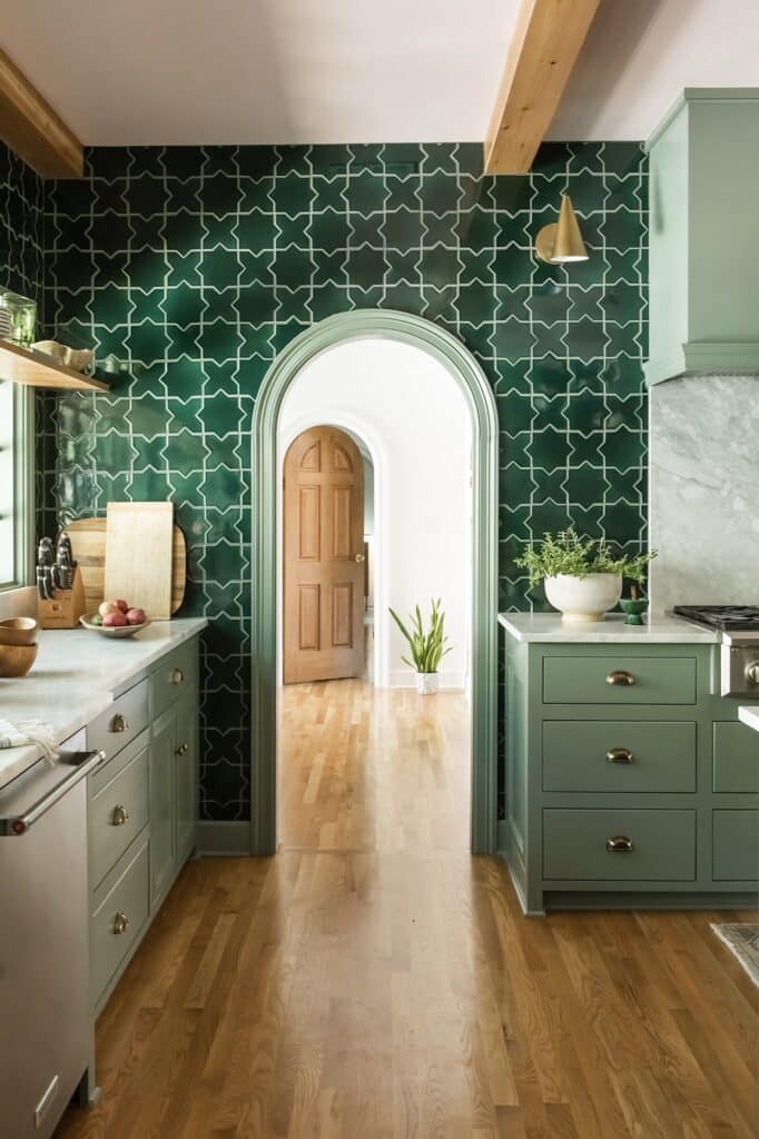 Dallas Interior Design Photography - green tile kitchen